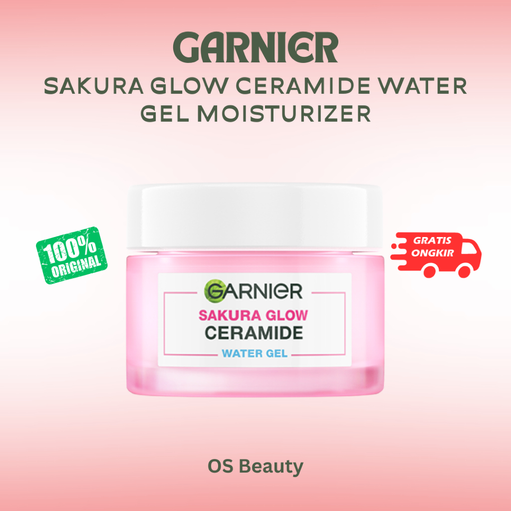 Garnier Sakura Glow Ceramide Water Gel Moisturizer Pelembab Wajah dengan Ekstrak Sakura dan Pore Smo