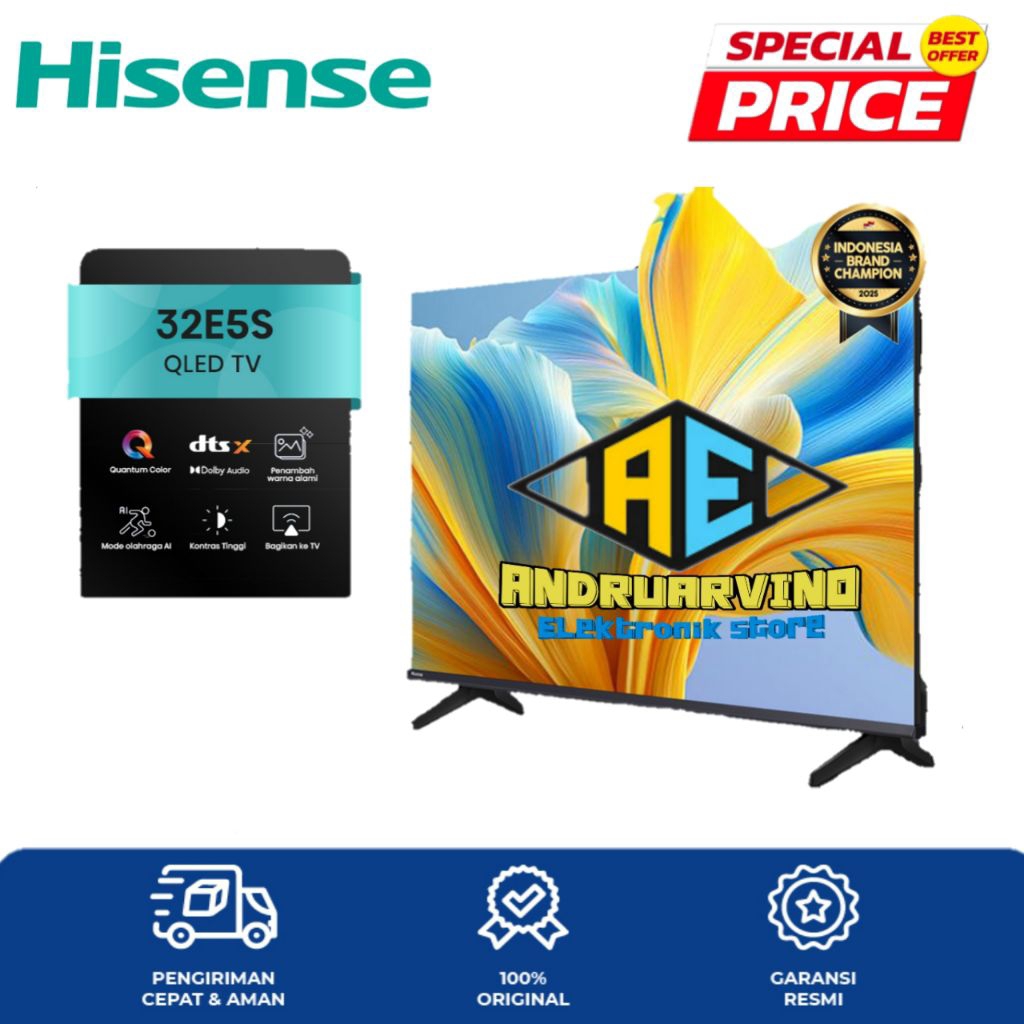 HISENSE QLED SMART TV 32 INCH 32E5S QLED SMART DIGITAL TV GARANSI RESMI