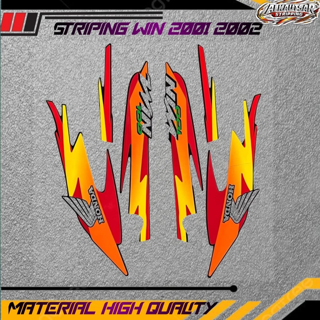 Striping Stiker Honda win100 tahun 2001 2002 / lis bodi motor win 100 2001 berkualitas dan berlamina