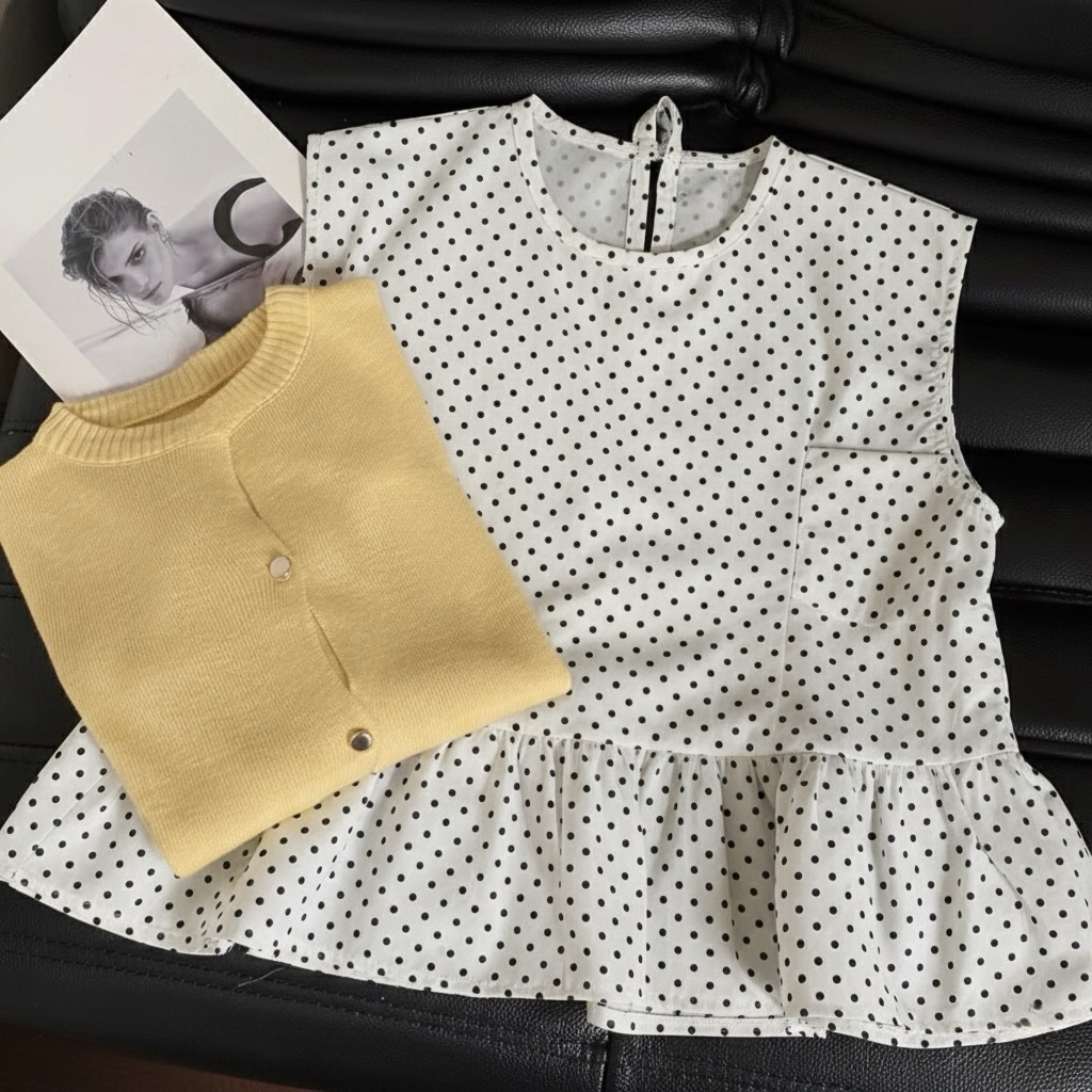 EXO Inner Polkadot Stripe Katun Lengan Buntung - Sleevesless Stripe - Dress Over Jeans Salur Linen P