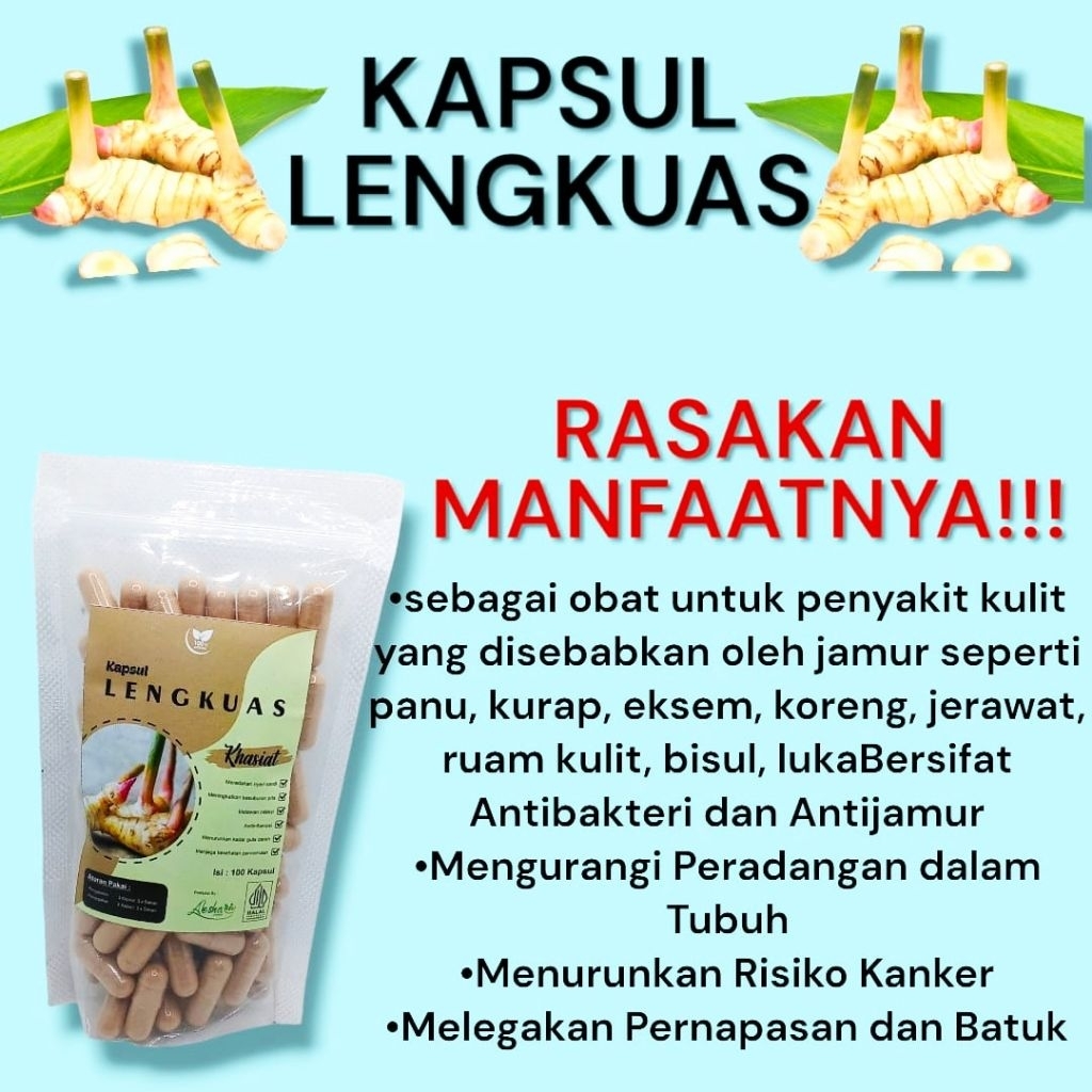 kapsul lengkuas murni isi 100,meningkatkan kekebalan tubuh, mengatasi gangguan pencernaan, meredakan