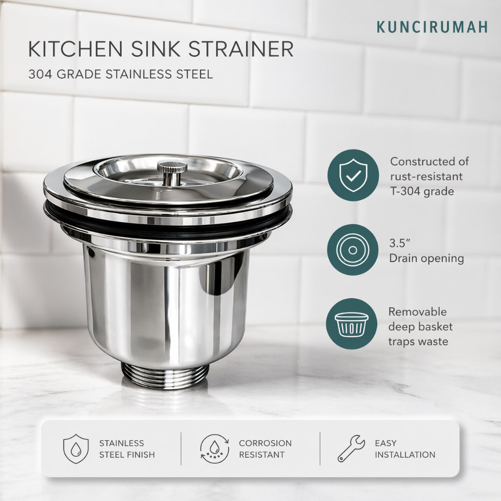 Avur bak cuci jumbo Saringan lubang pembuang kitchen sink SUS 304