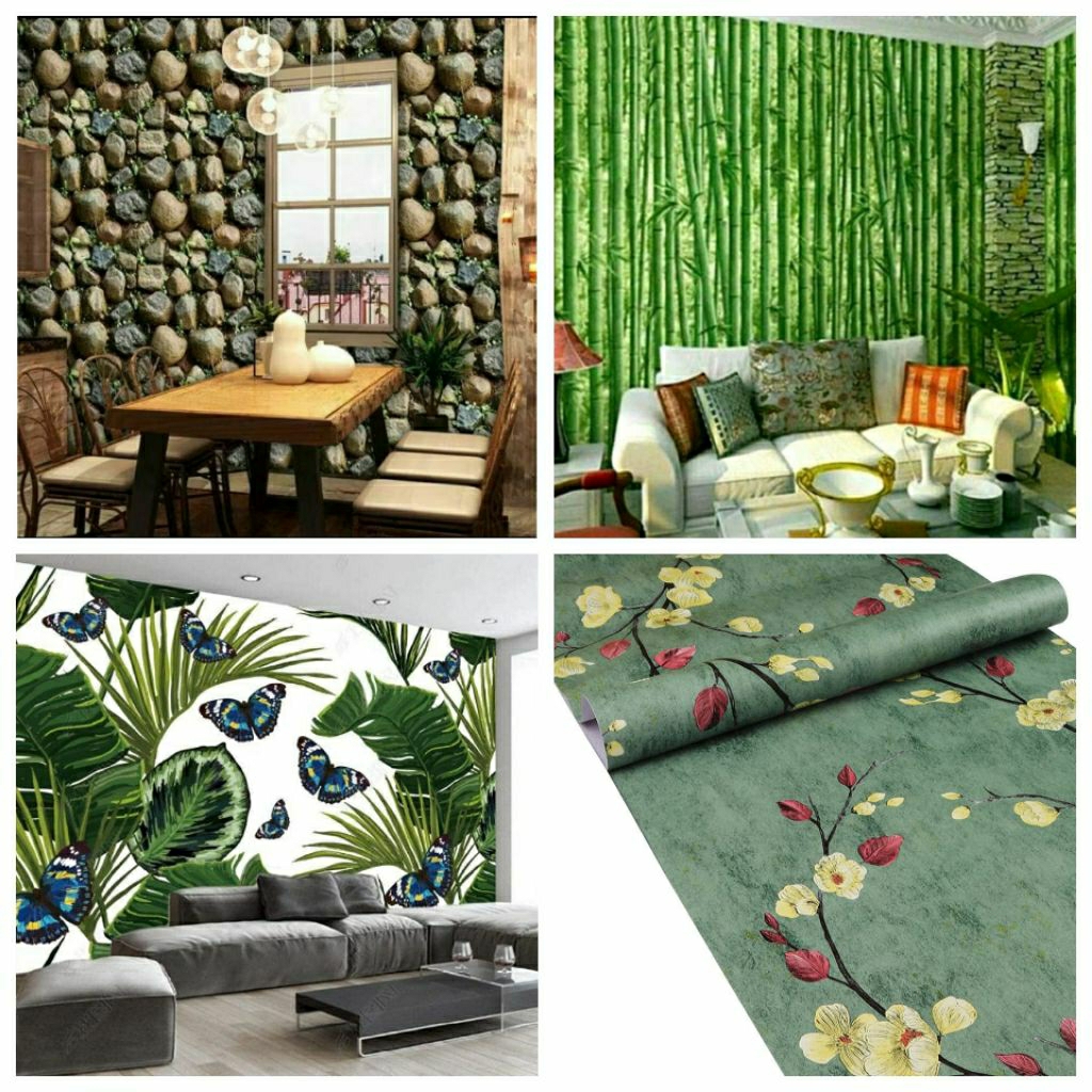 WALLPAPER MOTIF BATA BATU ALAM 3D BAMBU SAKURA AESTHETIC WALLPAPER DINDING KERAMIK ELEGAN WALPAPER D