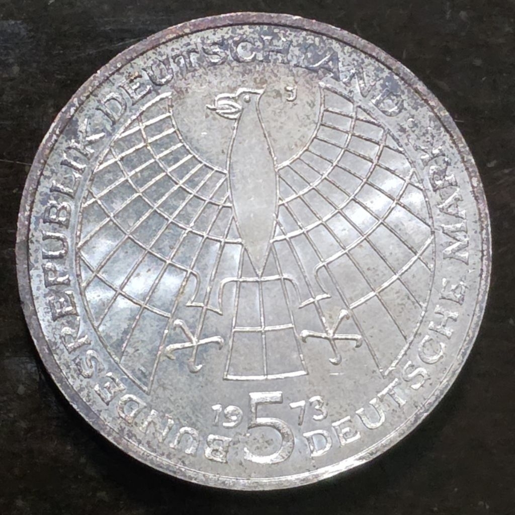 Koin Perak 5 Deutsche Mark 1973 Germany