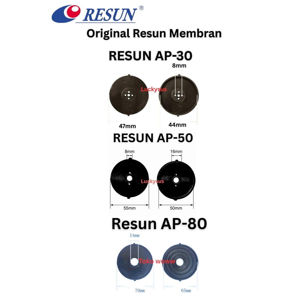 Luckysus Resun Original AP-30 AP-50 AP-80 Membran  Karet Diafragma Pompa Aerator Aquarium Sparepart 