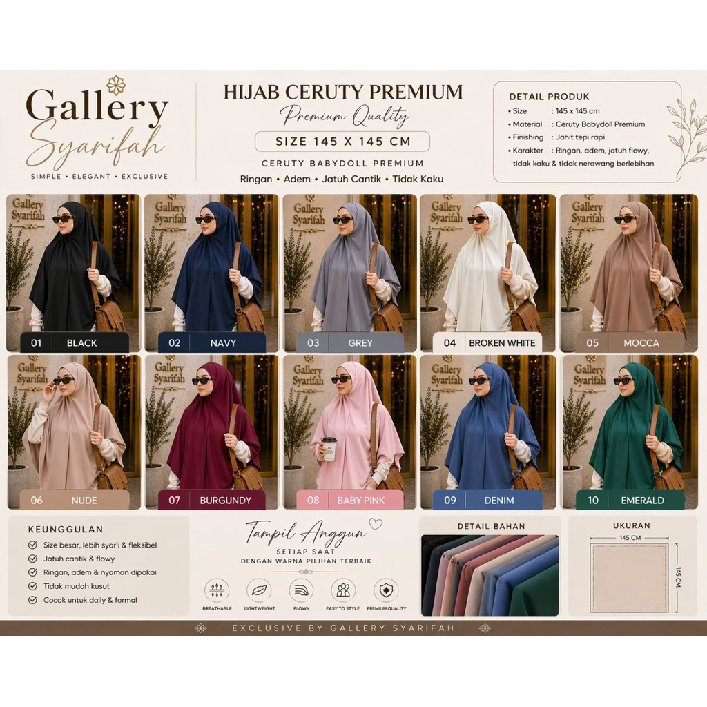 KHIMAR BANDANA GALLERY SYARIFAH raja gallery muslimah