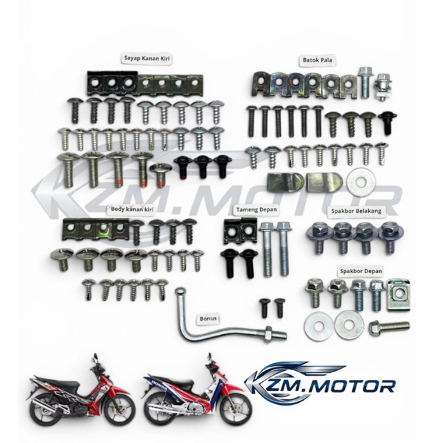 Baut Body Supra X 125 - Baut Supra X 125 Full set Tahun 2006 - 2012