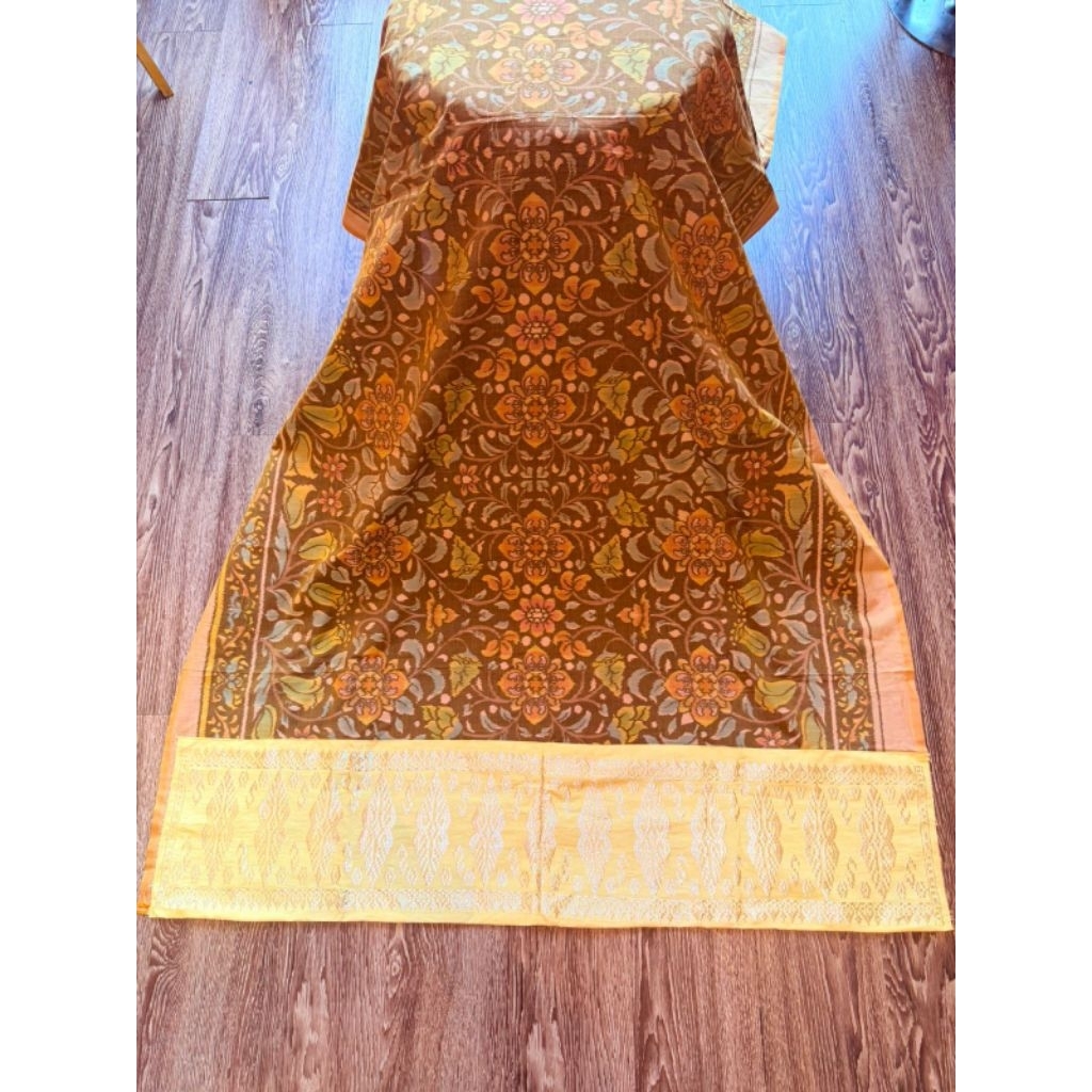 kamen endek lembaran tepian songket kuning