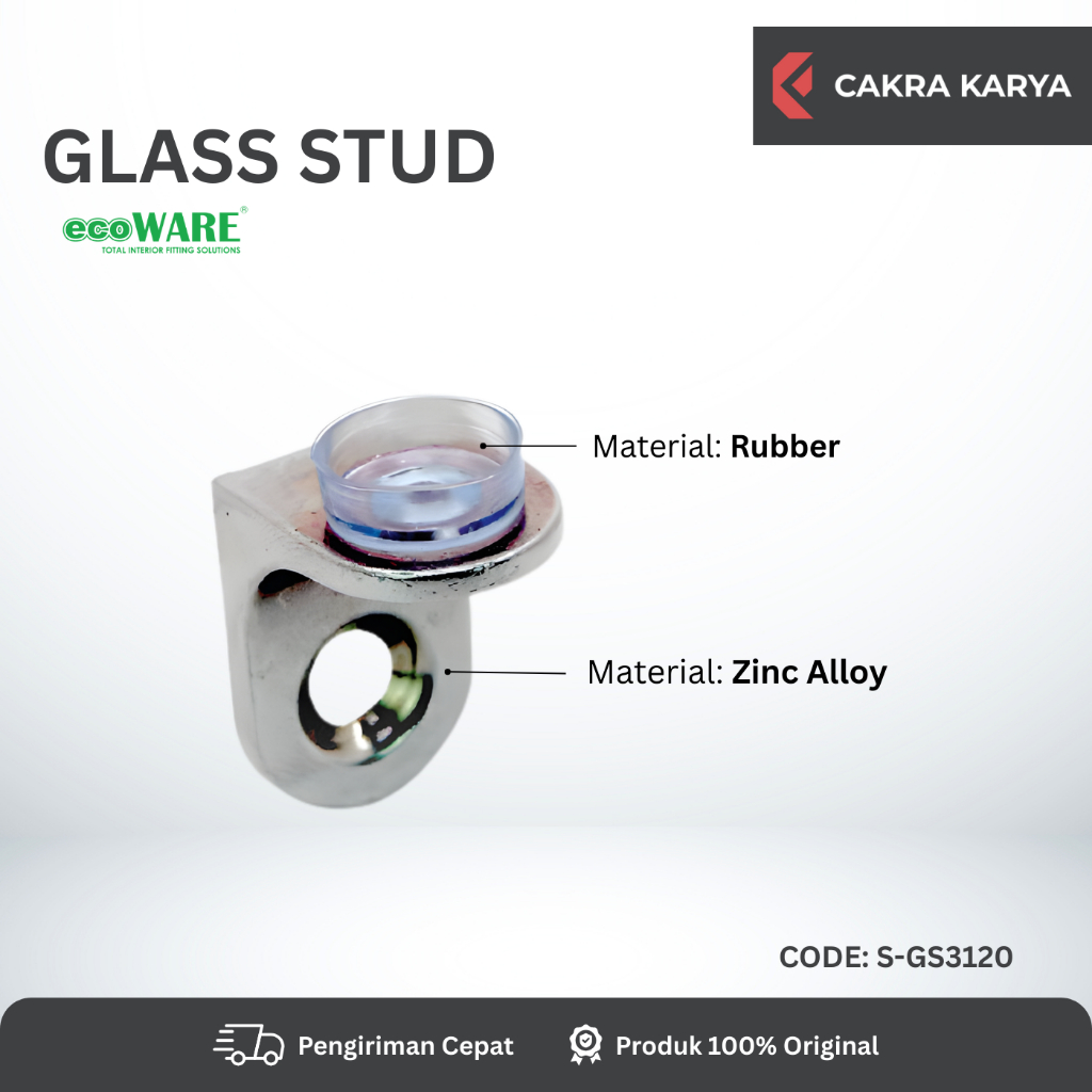 Ambalan Kaca Zinc Plat Tebal Penahan Rak Kaca Lemari Dudukan Ambalan Kaca Besi Ecoware