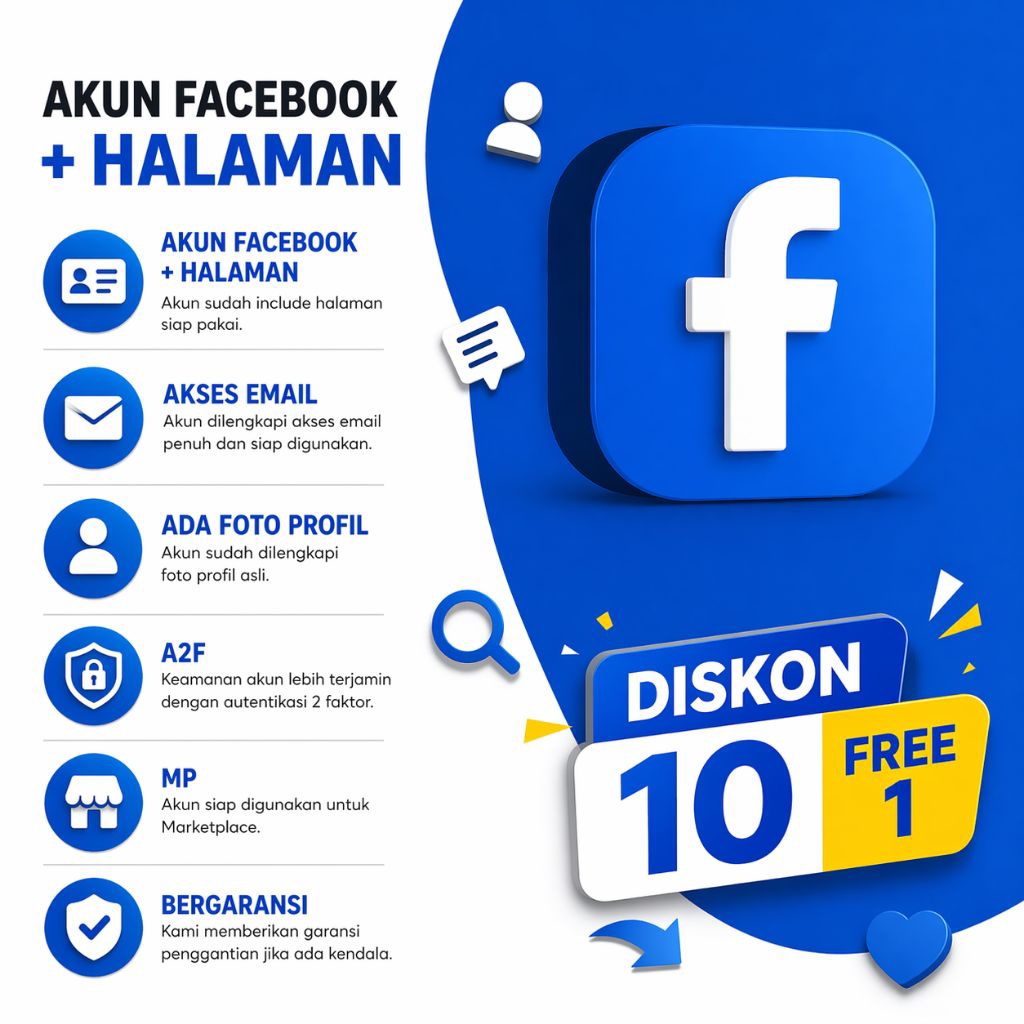 Akun Facebook fb Fresh murah 2FA ON + HALAMAN/FP + MP utk ads,spam,dll Bergaransi
