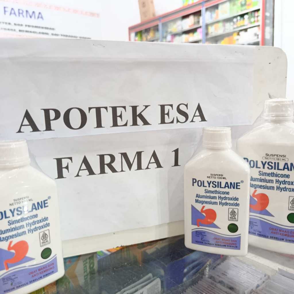 Polysilane Syrup Botol - Mengurangi Gejala Asam Lambung, Gastritis, Tukak Lambung