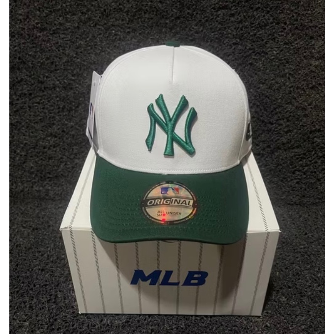 TOPI BASEBALL MLB NY SIMPLE ORIGINAL WHITE GREEN CAPS / TOPI PRIA WANITA / TOPI FULL SET WITH BOX