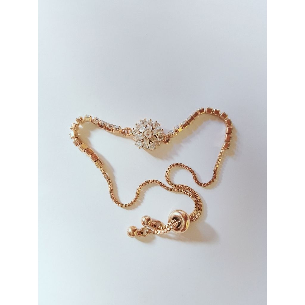 Gelang Emas Serut Bunga Permata Emas Asli Kadar 420 Berat 1.500gr