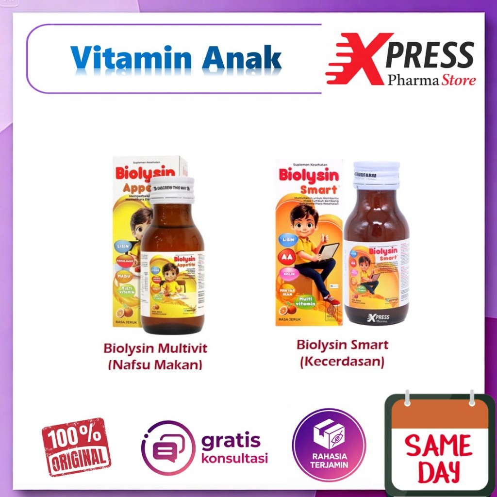 XPRESS  Biolysin SIRUP / SMART Multivitamin Daya Tahan Tubuh Tumbuh Kembang Otak Biolisin Biolisyn