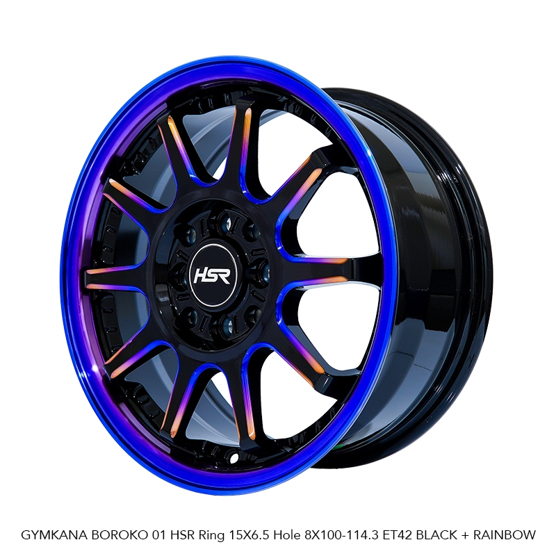 VELG MOBIL R15 HSR GYMKANA BOROKO 01 HSR R15X6,5 H8X100-114,3 ET42 RAINBOW 4 PCS VELG