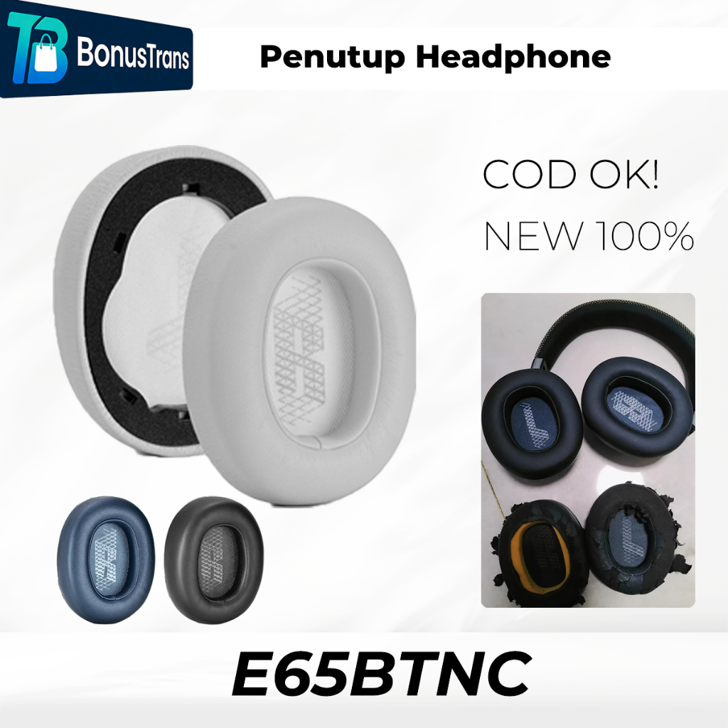 Earpad JBL E65BTNC / Live 650BTNC - 1 Pasang, Kulit PU + Busa Lembut, Pengganti Original - Earpad fo