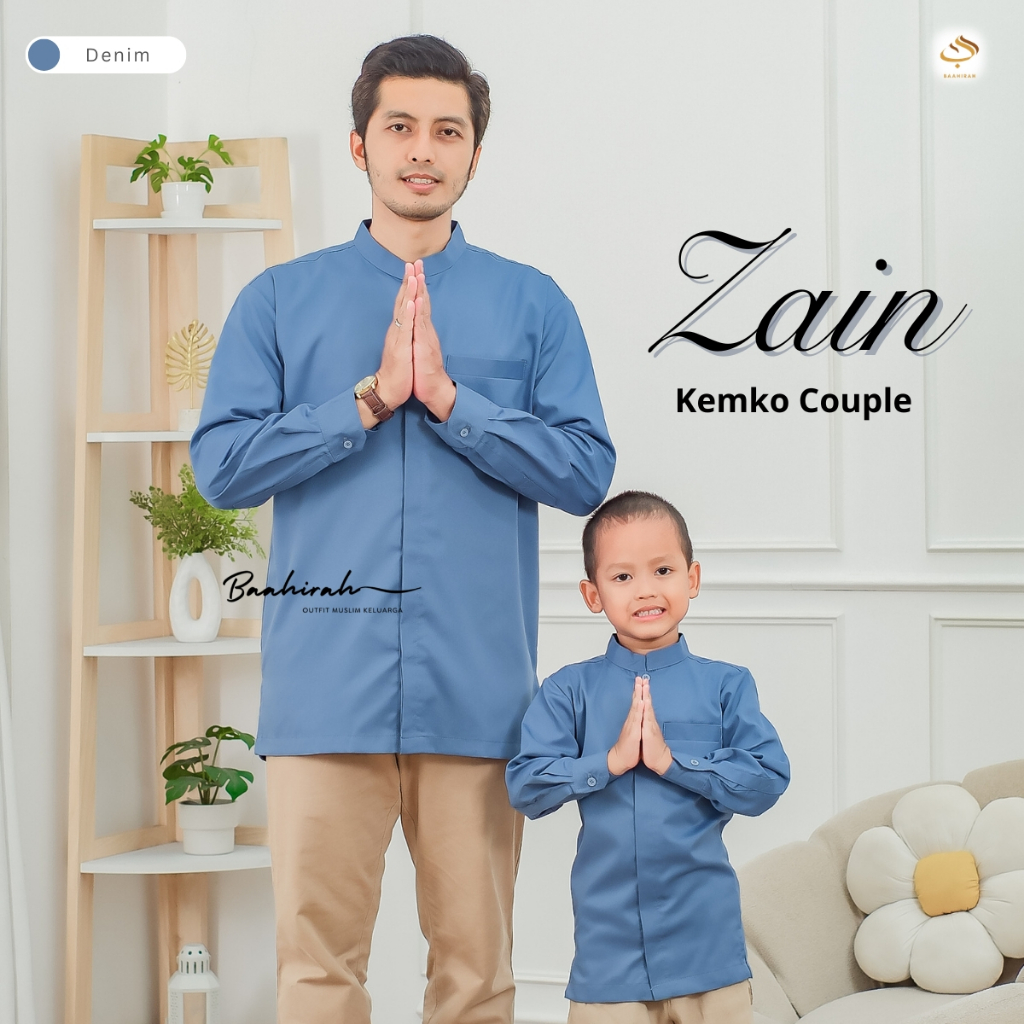 KEMEJA KOKO ANAK COUPLE AYAH DENIM POLOS TOYOBO / KEMKO DENIM TANGAN PANJANG/ BISA SATUAN