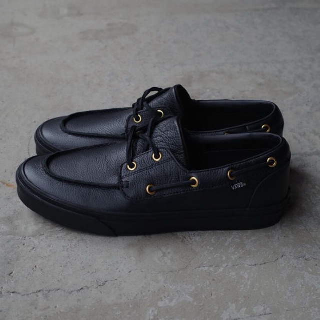 Vans Loafer 2 Eyelet Boat Leather - Black Black