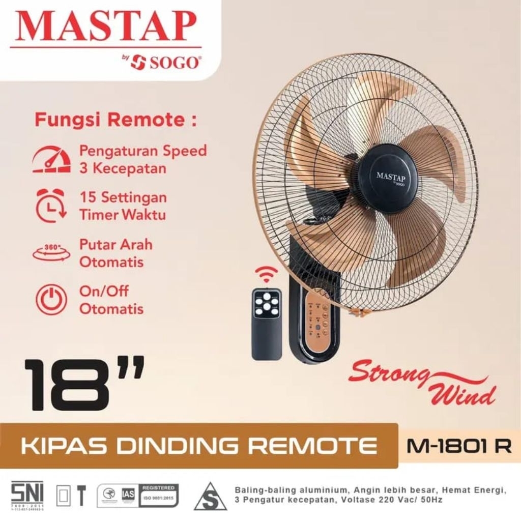 Kipas Dinding Besi Remot 18" Wallfan Remote Mastap