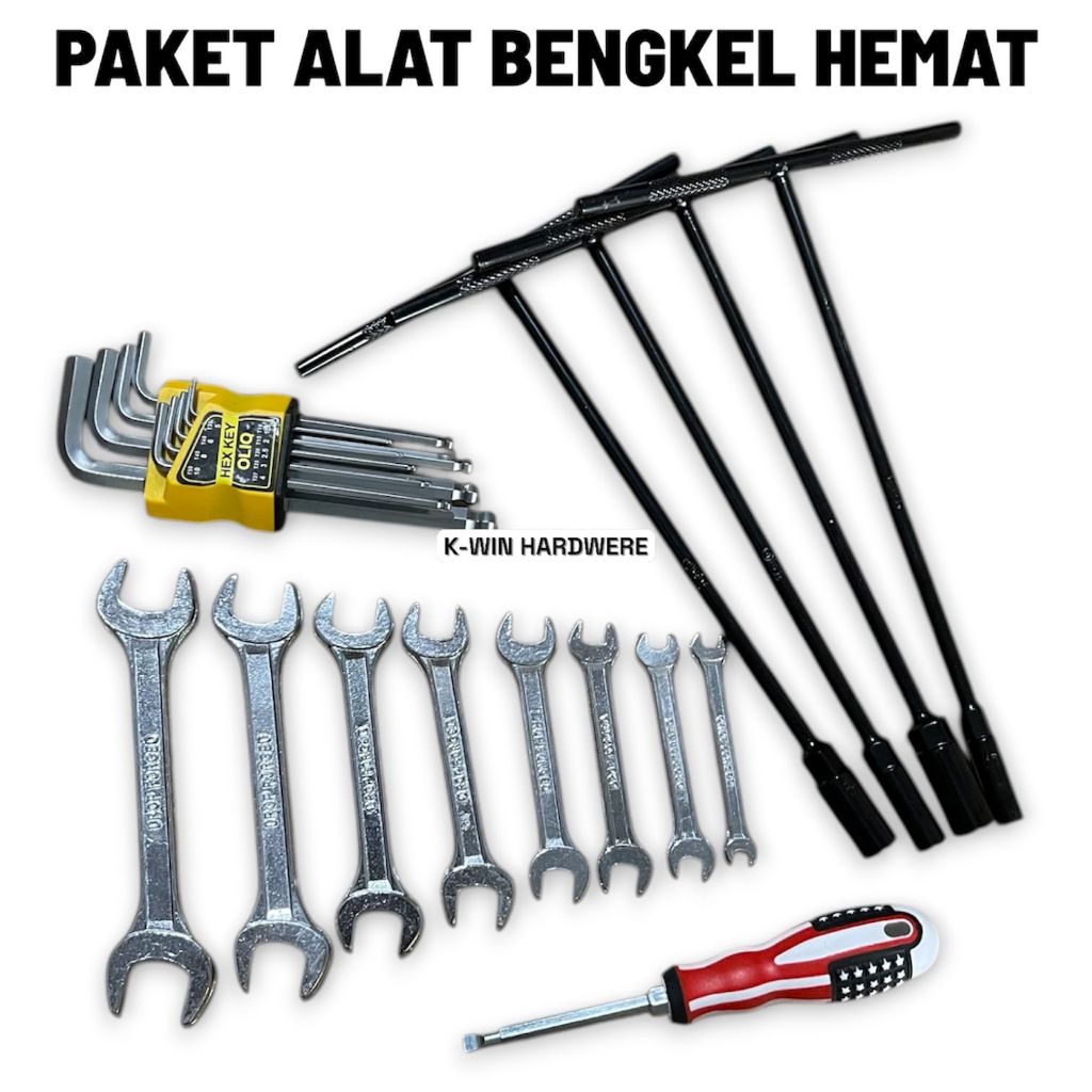 K-WIN PAKET PROMO Kunci Sok T Hitam CRV 8-10-12-14mm Kunci T Set EF 4Pcs Uk 8 10 12 14 / Kunci Pas D