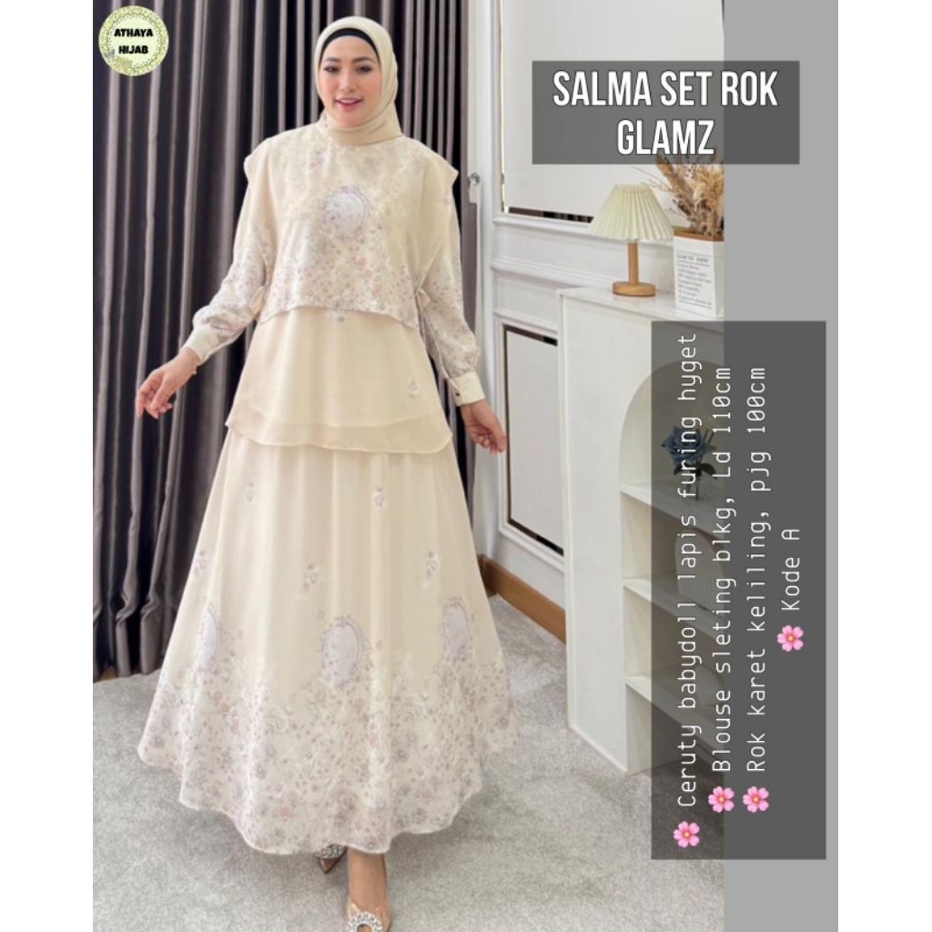 MAUTIKA // SALMA // RAFIKA DRES // MAXI IMPORT MOTIF BUNGA SET ROK ATASAN CERUTY PREMIUM // BY ATHAY