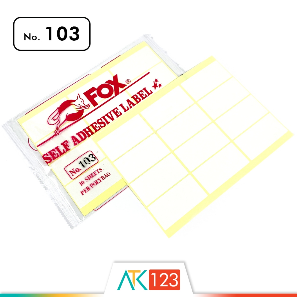Kertas / Label Stiker Fox No. 103 uk. 32 x 64 mm (Persegi Panjang)