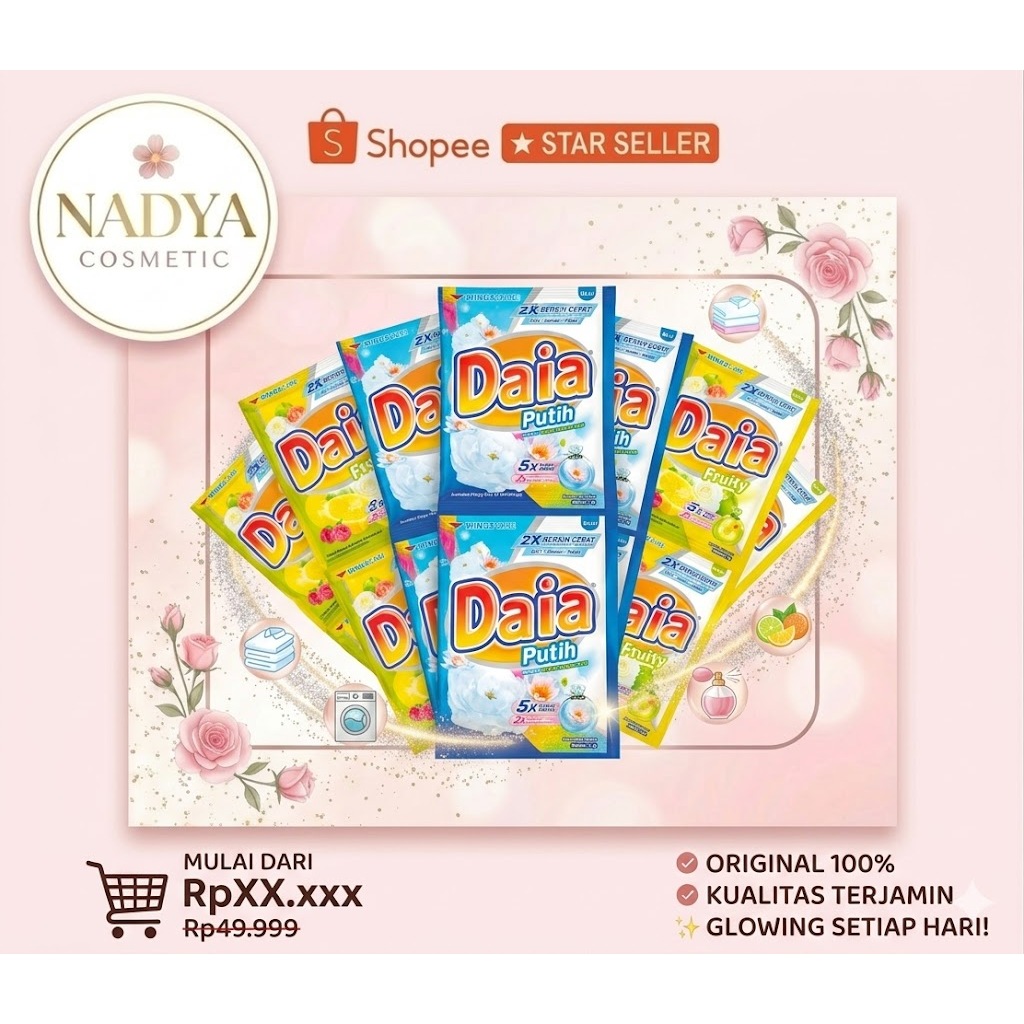 Deterjen Daia Bubuk Sachet 500 Satu Renceng Isi 6 Pcs - Sabun Cuci Baju Daia Bubuk Paket Hemat Wangi