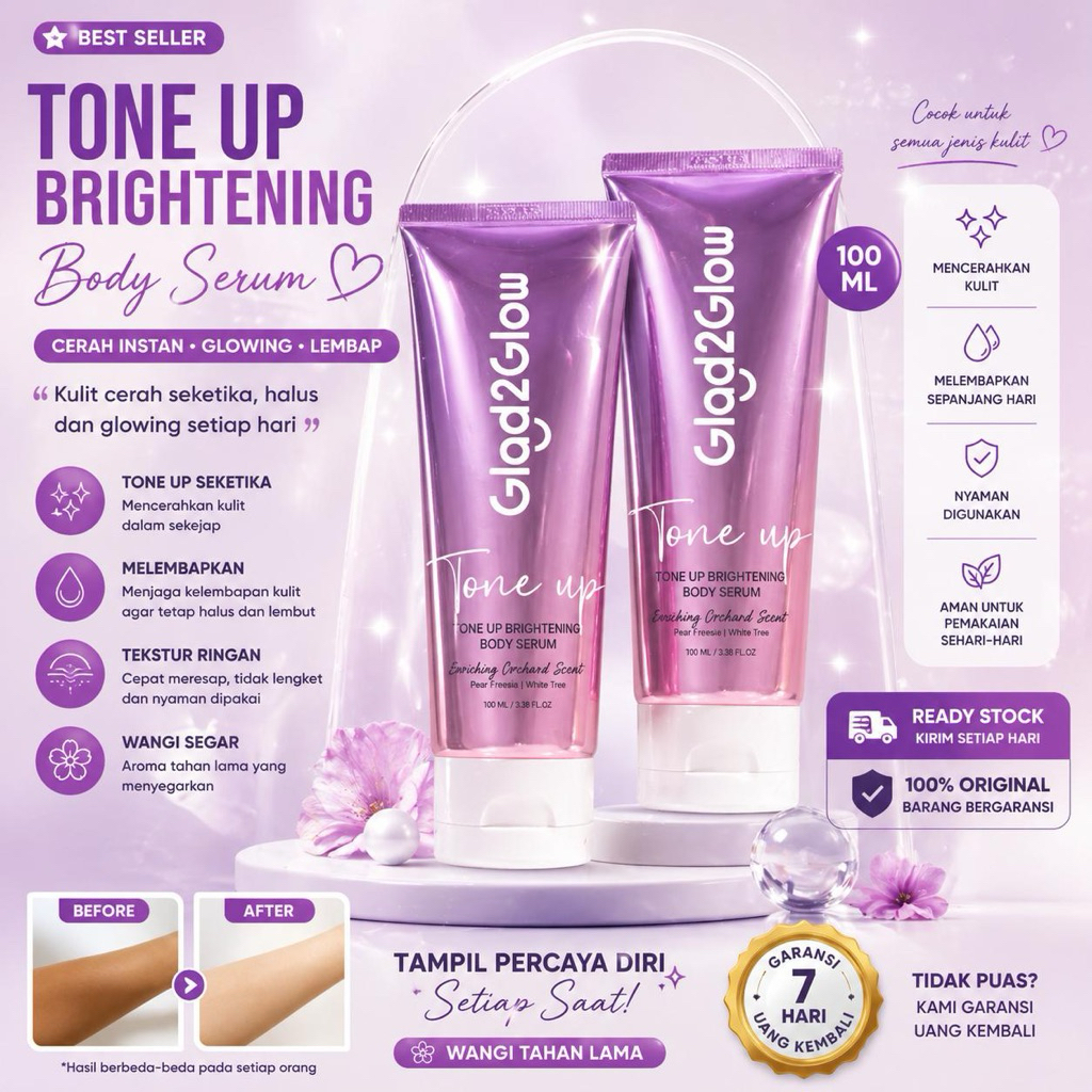 Tone Up Body Serum Brightening | Body Lotion Pemutih Instan Glow |