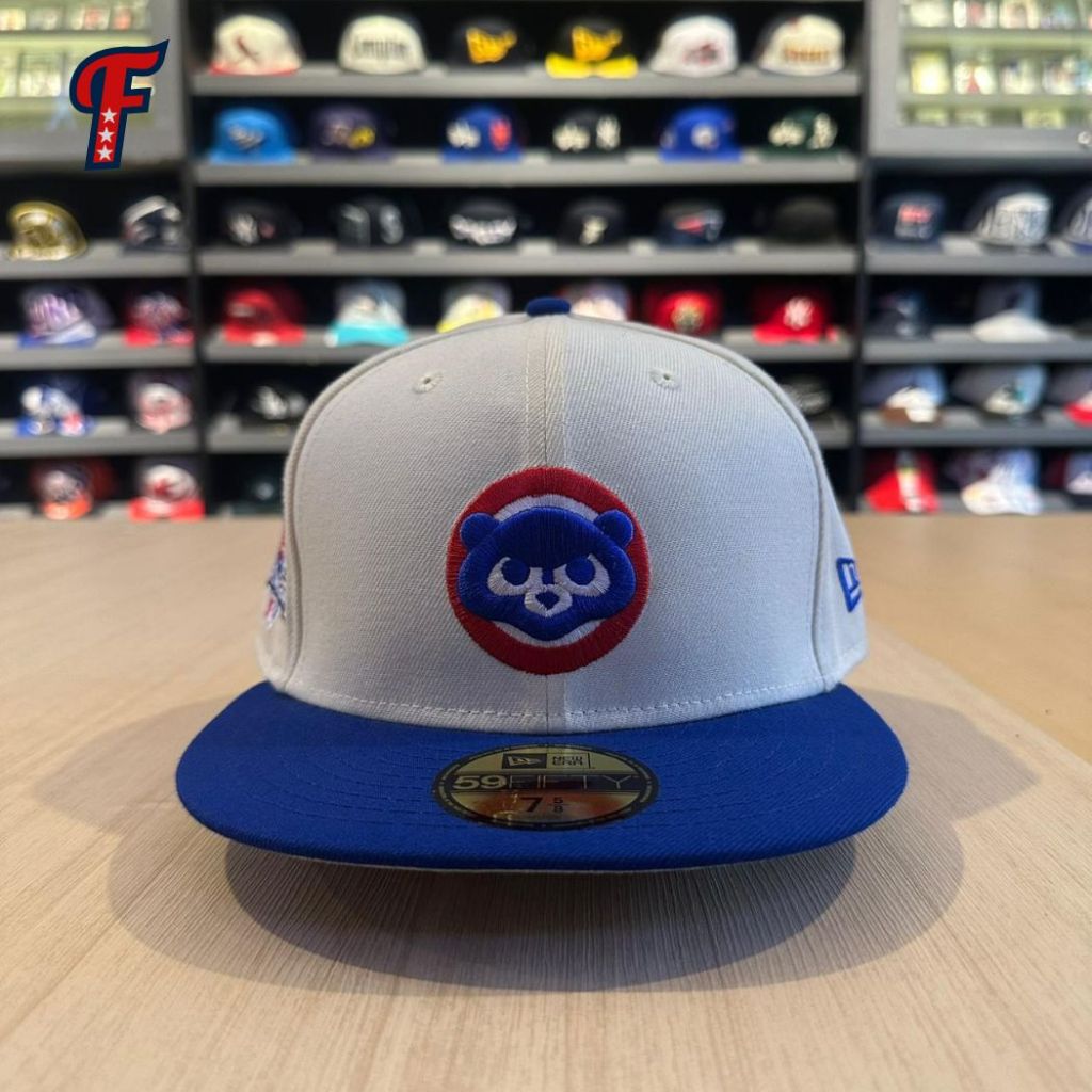 Topi New Era MLB Chicago Cubs Retro Logo 1990 all Star Game Patch 59FIFTY Baseball Fitted Hat Origin
