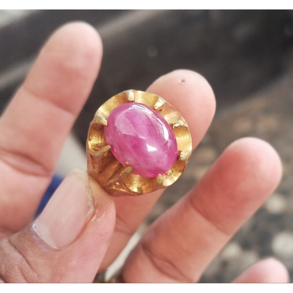 Permata batu mulia mirah ruby merah delima Mozambiquering 9