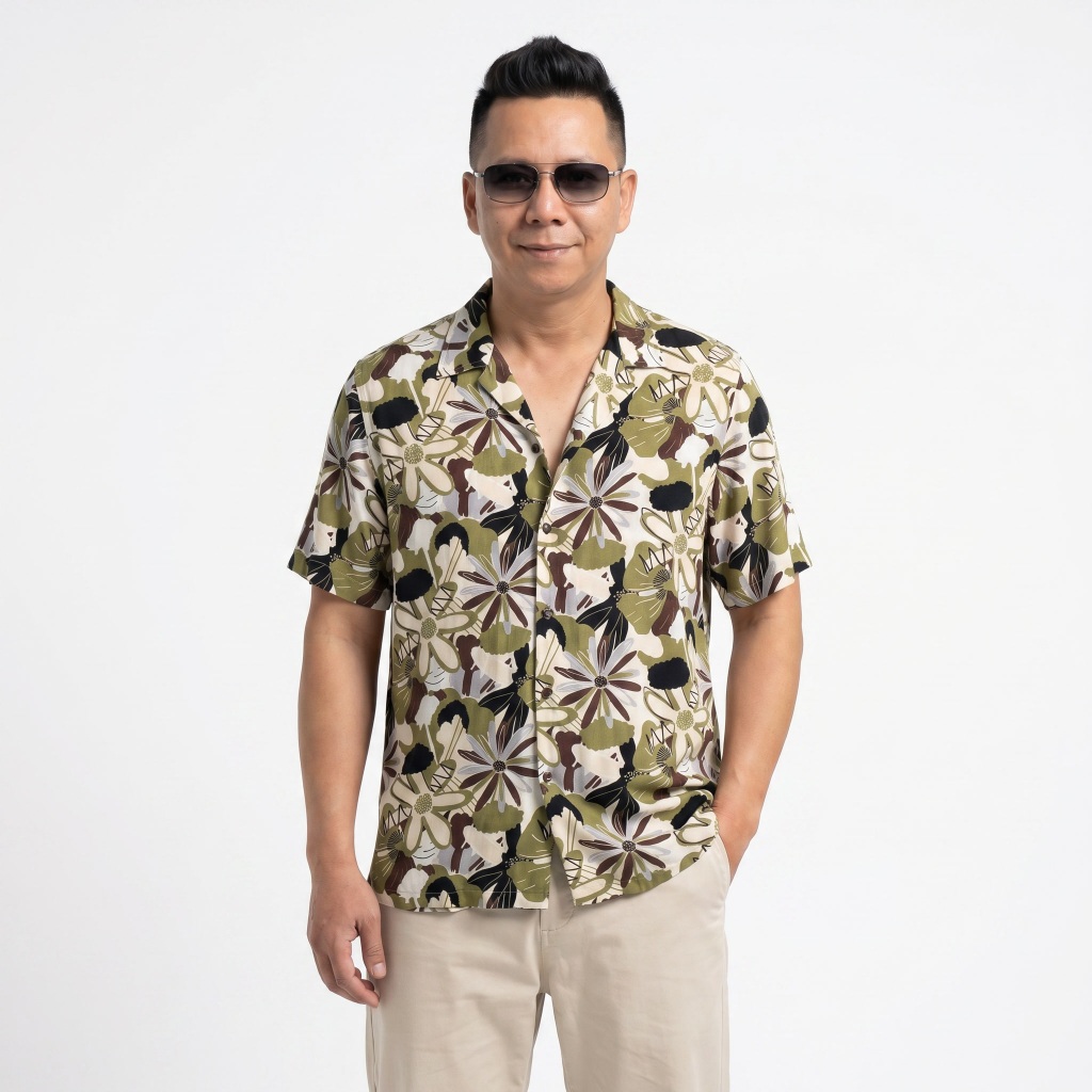 Kemeja Pria Lengan Pendek Motif Bunga | Baju Pantai Hawaiian | Baju Santai Laki Laki