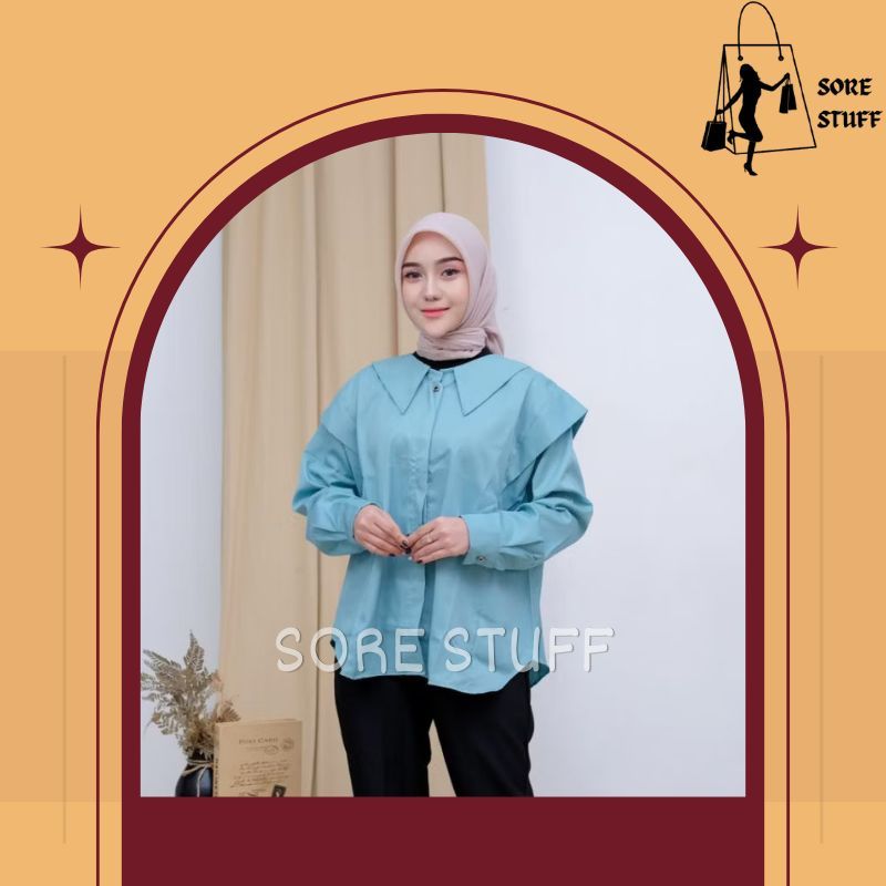 Blouse korean style wanita hijab outfit elegant ootd kekinian oversize lucu remaja crop top bando cr