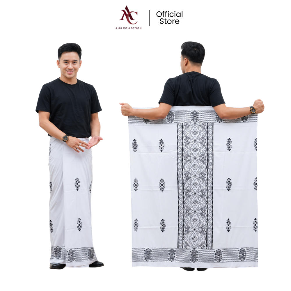 ALBI COLLECTION - Sarung Dewasa Pria Motif Batik Pekalongan Warna Putih