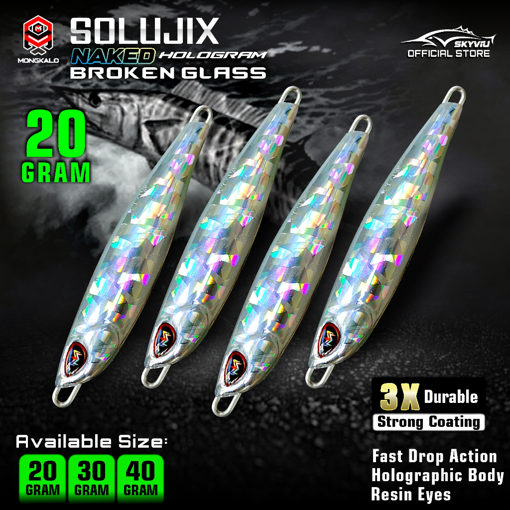 Micro Jig 20 Gram SKYVIU SOLUJIX Motif Silver Hologram Silver Mikrojig 20g Fishing Lure Umpan Castji