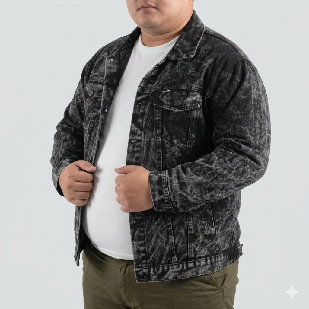 KING_GHANI - Jaket Jeans Denim Pria Tebal Original Import Big Size M-6XL Premium