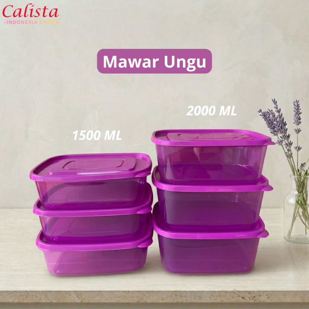 Calista Mawar Sealware Set 6 Sealware Food Kontainer Wadah Organizer Kulkas Wadah Penyimpanan Sayur