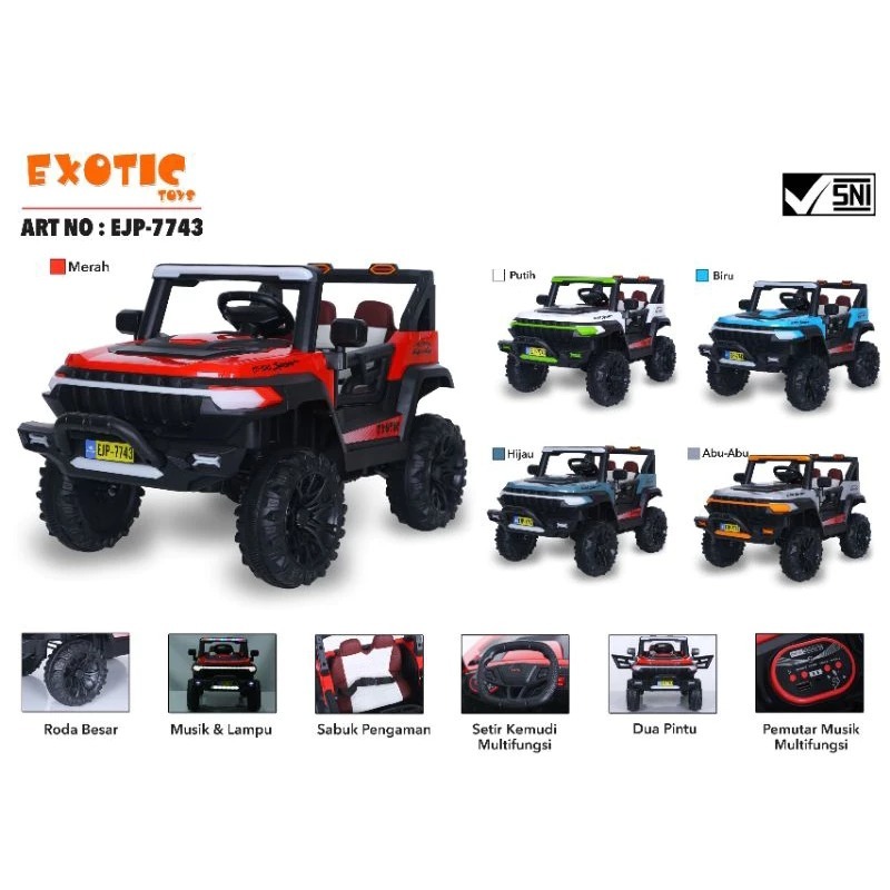 MOBIL AKI EXOTIC 7743 JEEP BAN PLASTIK - MOBIL AKI JEEP ANAK