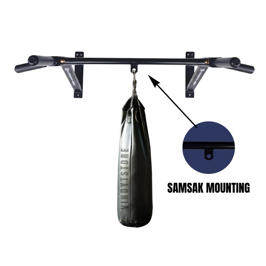 Pull Up Bar Dinding Alat Fitness Rumahan Chin Up Bar Tembok Besi Kuat Beban 250kg Free Dynabolt
