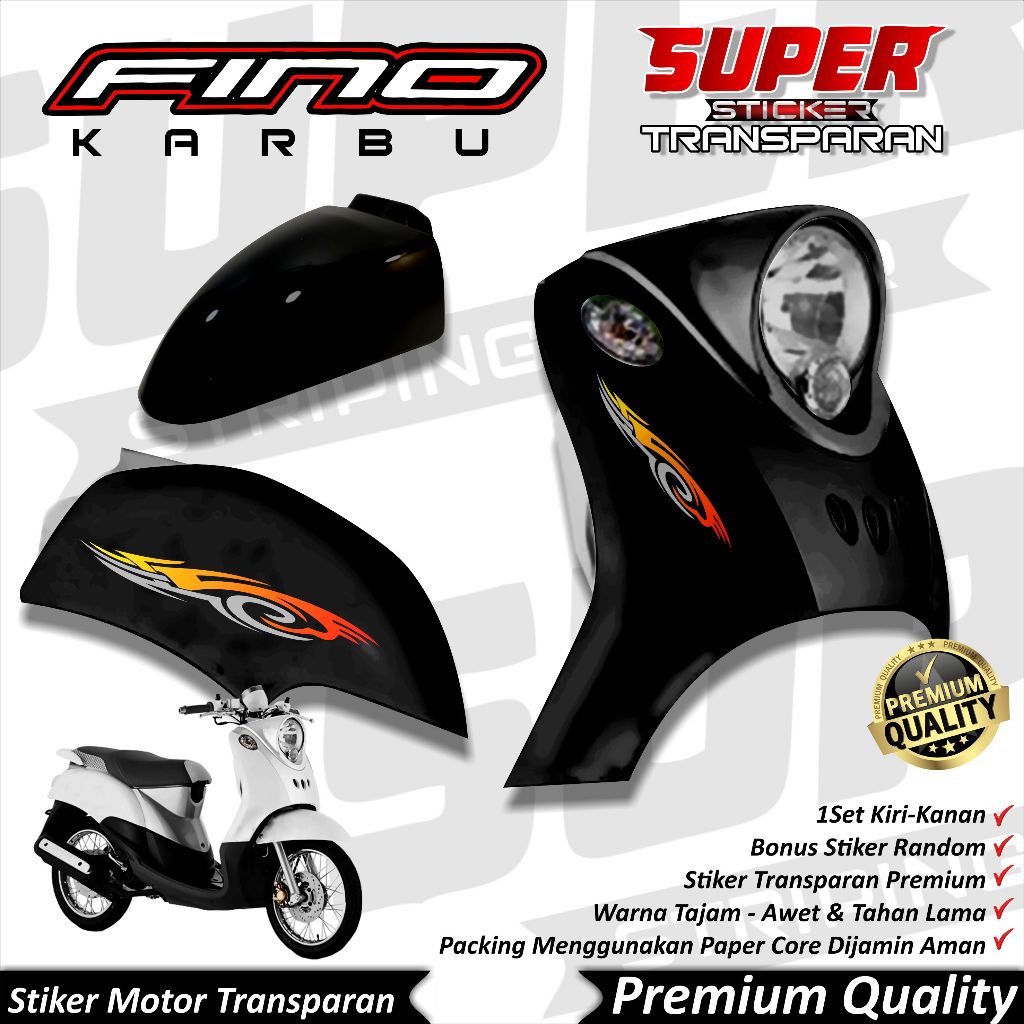 Stiker Fino Karbu Anti Luntur keren Striping Transparan Bening Fino Striping Transparan Yamaha Fino 