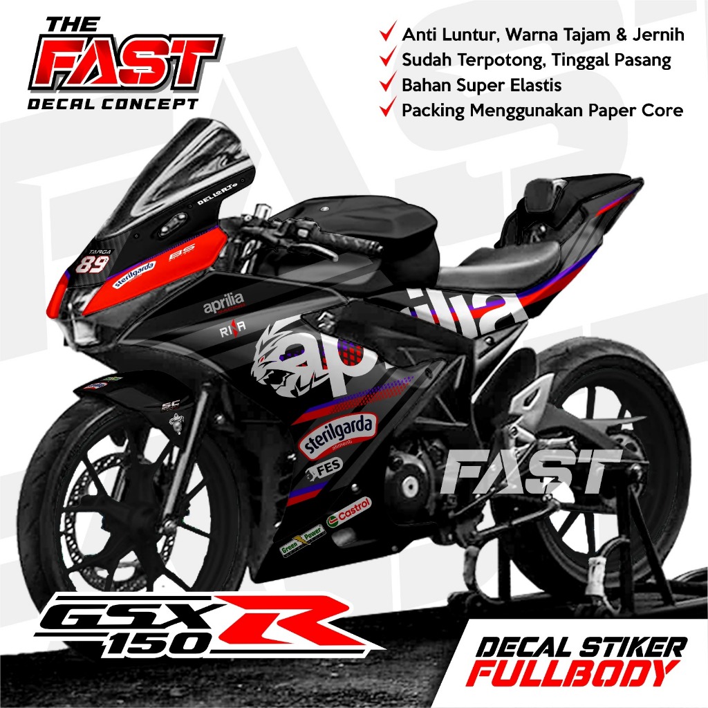 TERBARU BISA COD Decal Gsx R150 Full Body Motif APRILIA RACING Gsx  R150 Full Body Decal Gsx R150 Fu