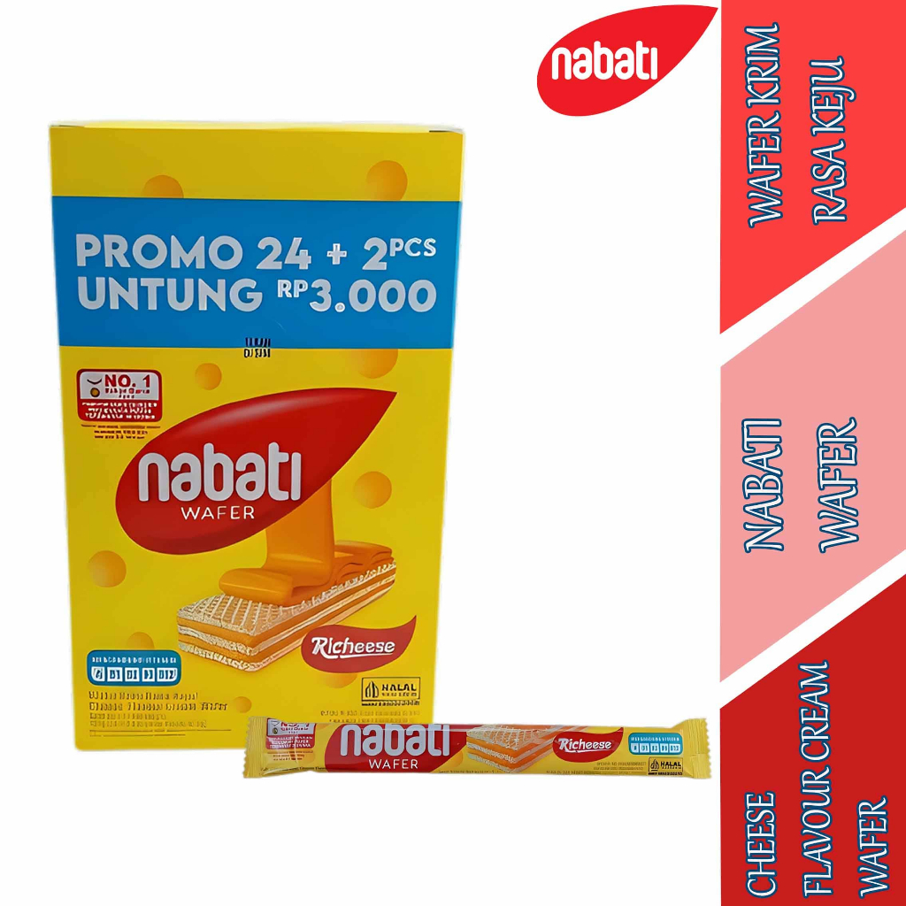 Cheese Flavour Cream Wafer - Nabati Wafer - Wafer Krim Rasa Keju - Isi 1box 130gr