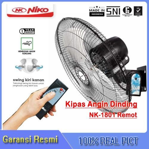 kipas Angin besi Dinding NIKO 1801R GARANSI RESMI kipas angin remot