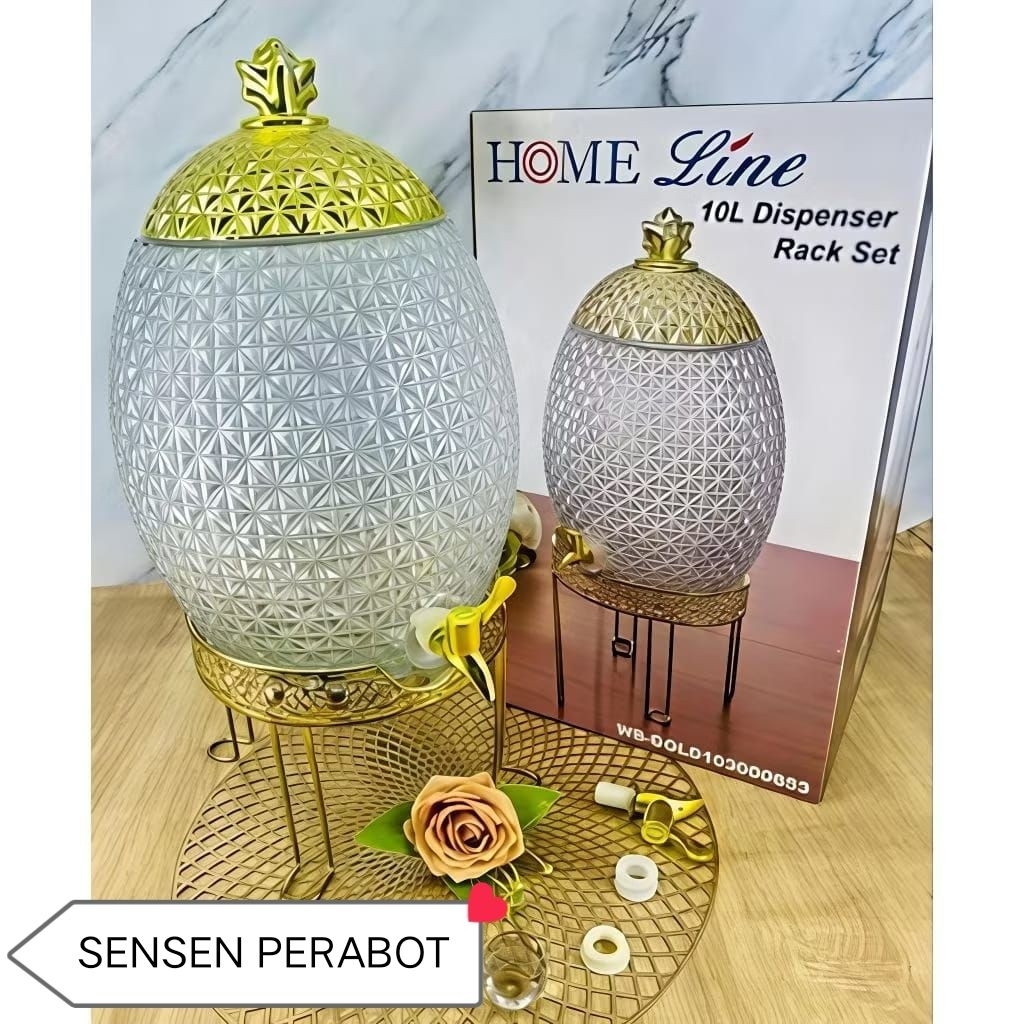 (PACKING KAYU) DISPENSER NANAS KACA 10 LITER HOMELINE