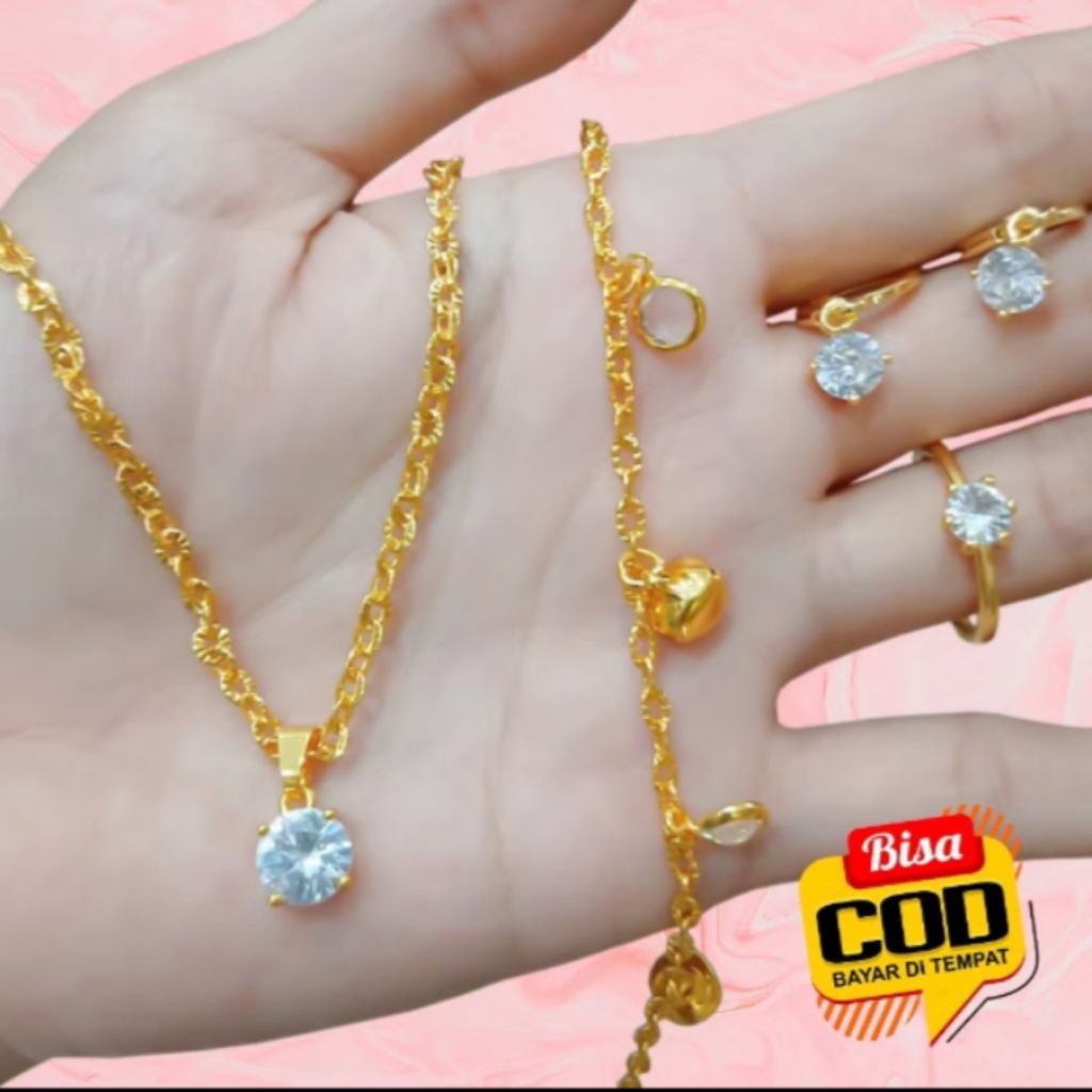 COD satu set perhiasan wanita motif mata satu titanium