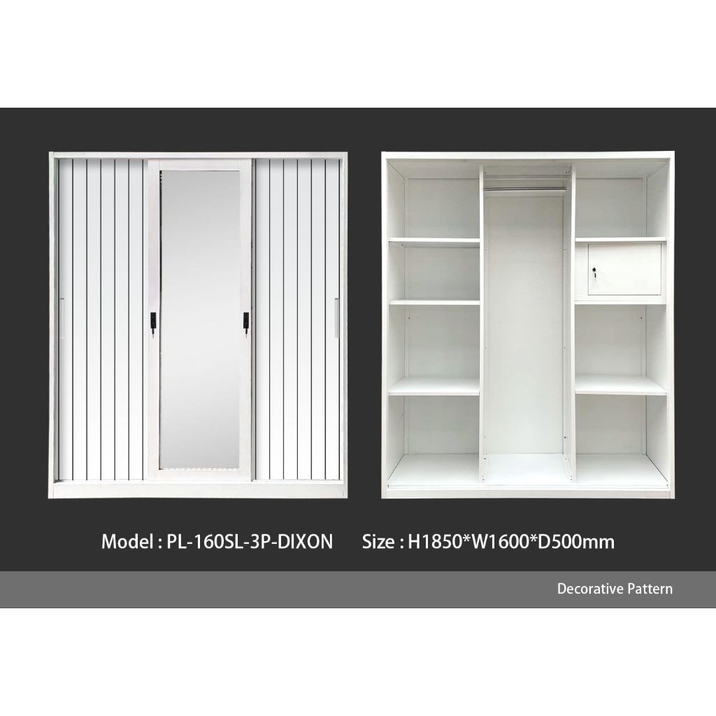 Lemari Baju/ pakaian 3 pintu sliding besi lemari besar/jumbo 160 Lemari sliding besi kaca Lemari pla