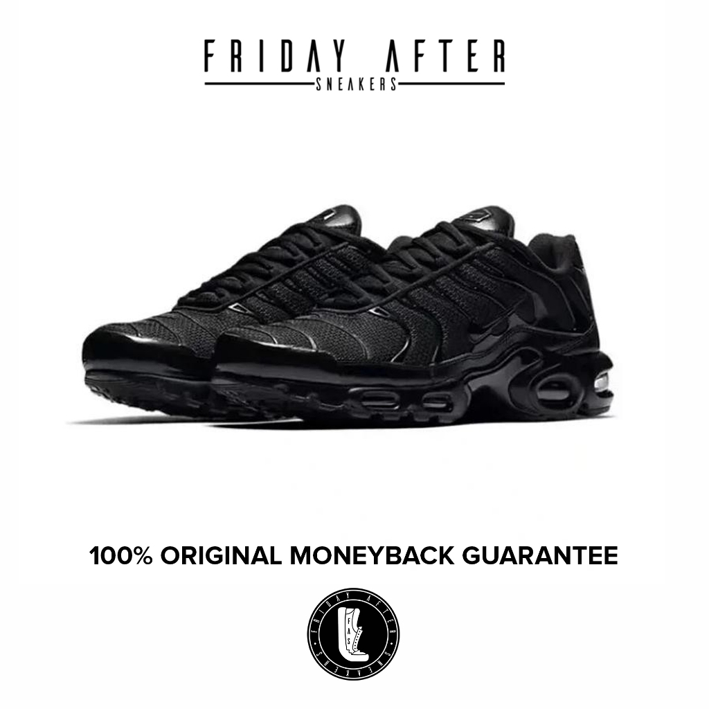 Sepatu Sneakers Pria Nike Air Max TN Plus Triple Black Original Resmi