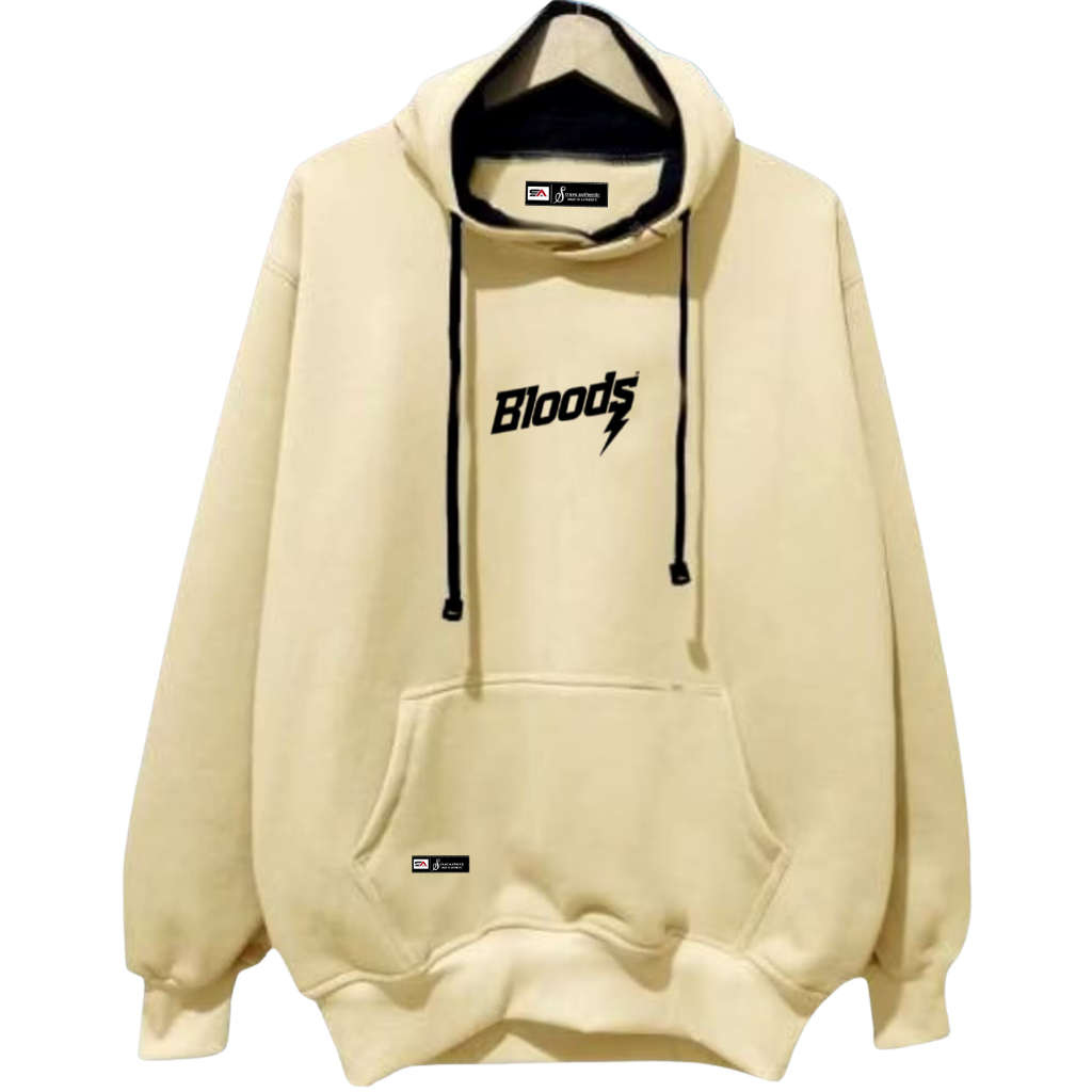 Hoodie Sweater Pria Wanita Distro Warna Cream Hodi Murah Jaket List Sablon Bloods Terbaru 2026 Keren