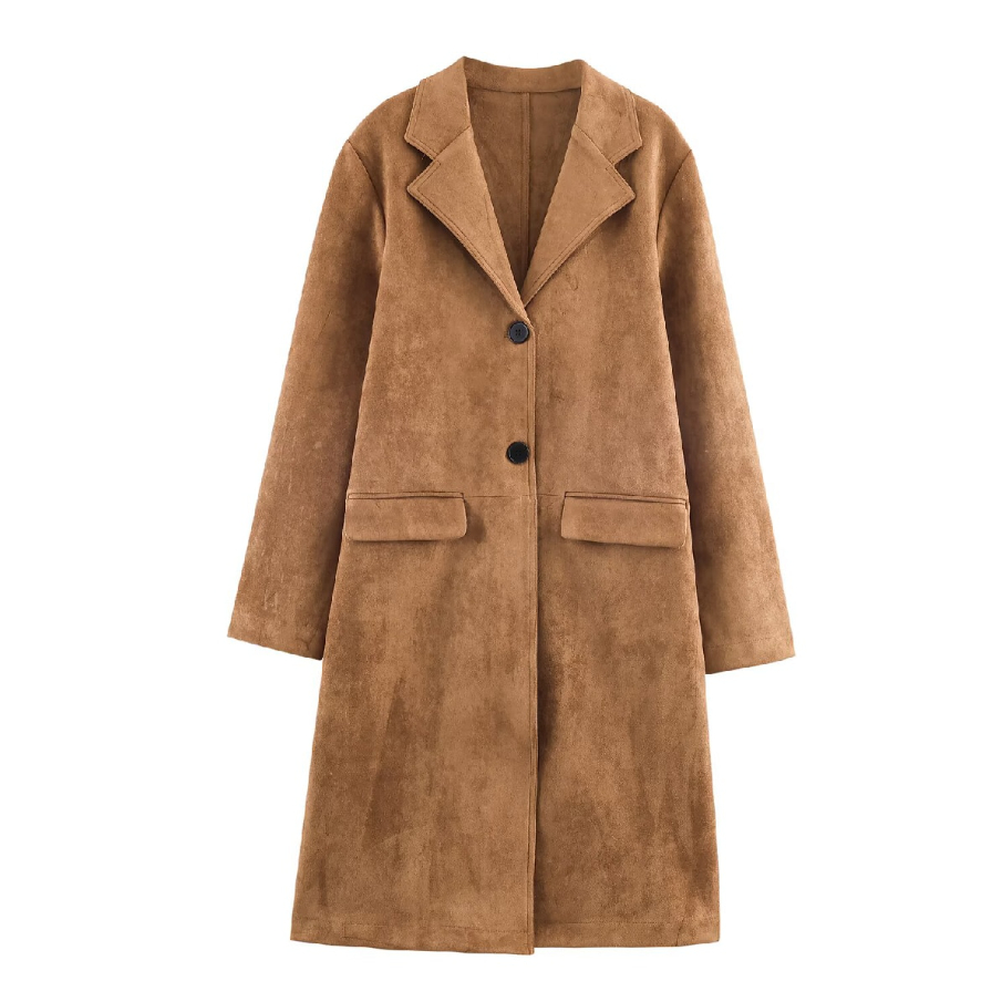 Namirazka Coat Wanita Korea Suede – Jaket Musim Dingin Wanita Hangat Elegant Long Coat Korean Style 