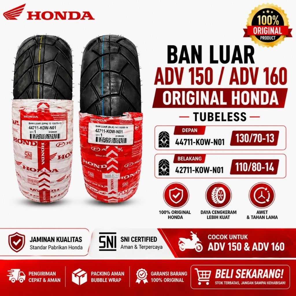 Ban Luar Federal ADV 150 / ADV 160 / PCX 160 Original Honda Tubeless | 130/70-13 110/80-14 | Ban Mot