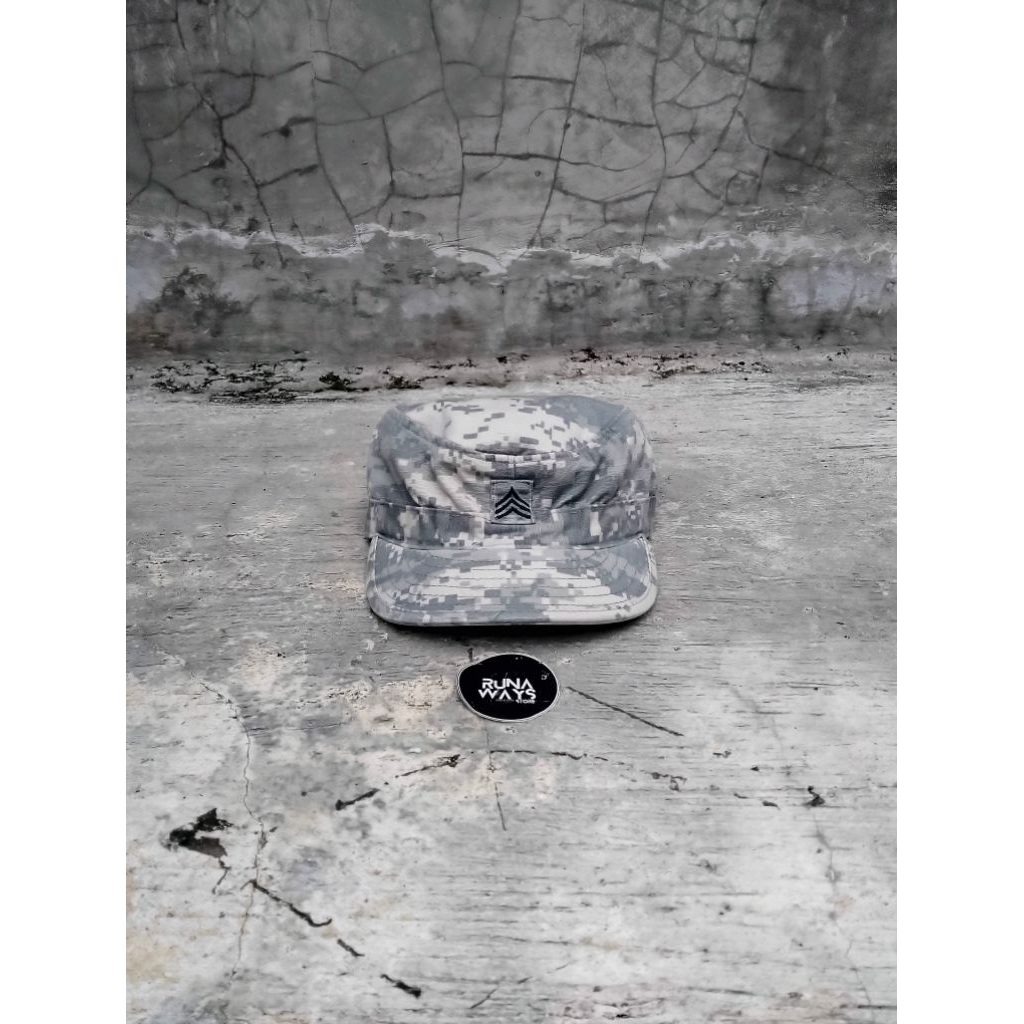 James US Army Military Camo Patrol Cap 6 5/8 with Sergeant Pin & ARMY Back Banner